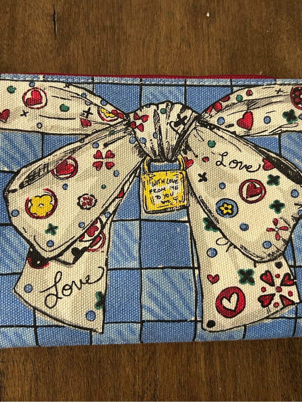 Brighton Blue and Cream 'Love Bow' Cosmetic Pouch